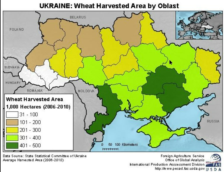 Wheat Harvested Area Map of Ukraine